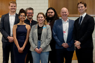 Group photo including Youth Parliament participants and Global Skills managers Simon and Martin