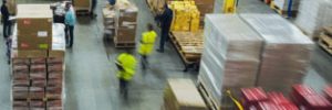 A busy warehouse environment