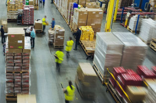 A busy warehouse environment